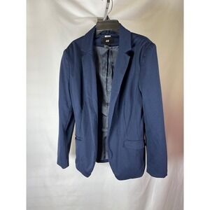 HM Navy Blue Pinstripe Lined Blazer Jacket Womens Size 10 Business Casual